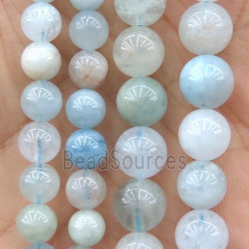 round Aquamarine Beads, AB-grade