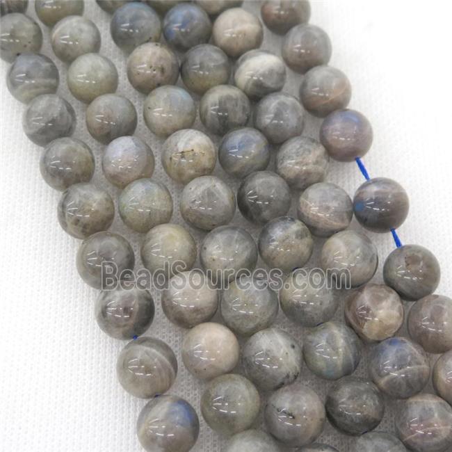 round Labradorite beads, A-grade, lt.gray