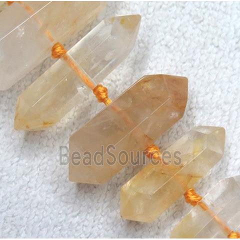 yellow Iron-Quartz Bullet Beads