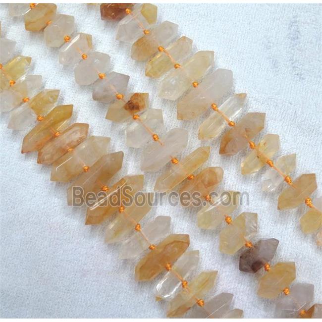 yellow Iron-Quartz Bullet Beads