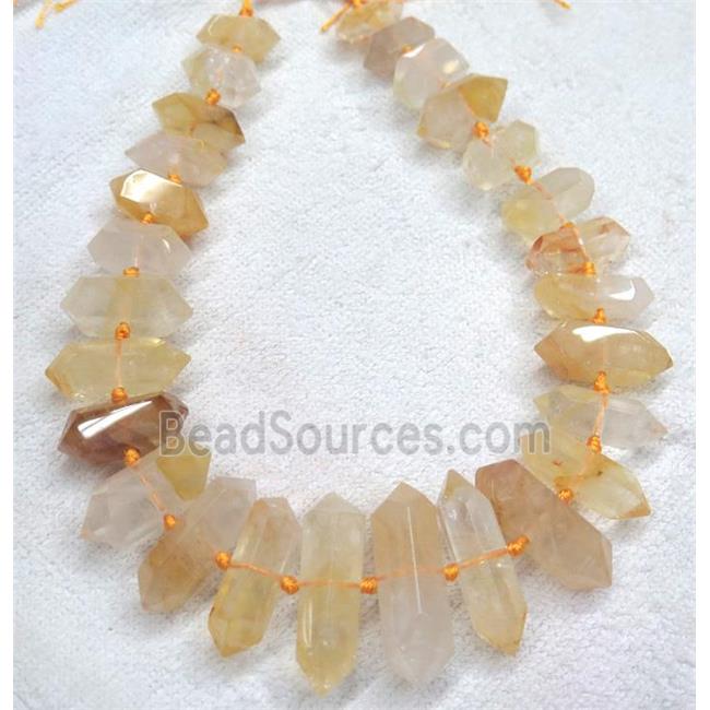 yellow Iron-Quartz Bullet Beads