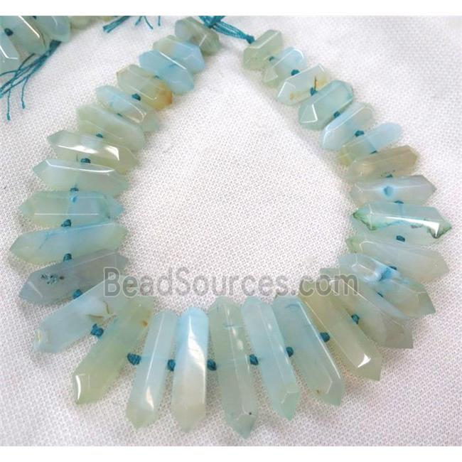 agate bullet beads, blue dye