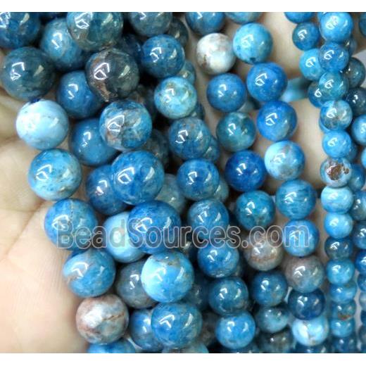 round Apatite Beads, blue