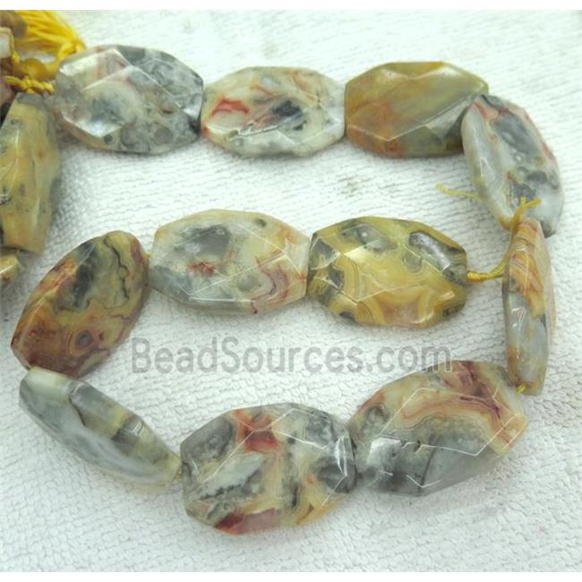 yellow Crazy Agate Beads, faceted oval