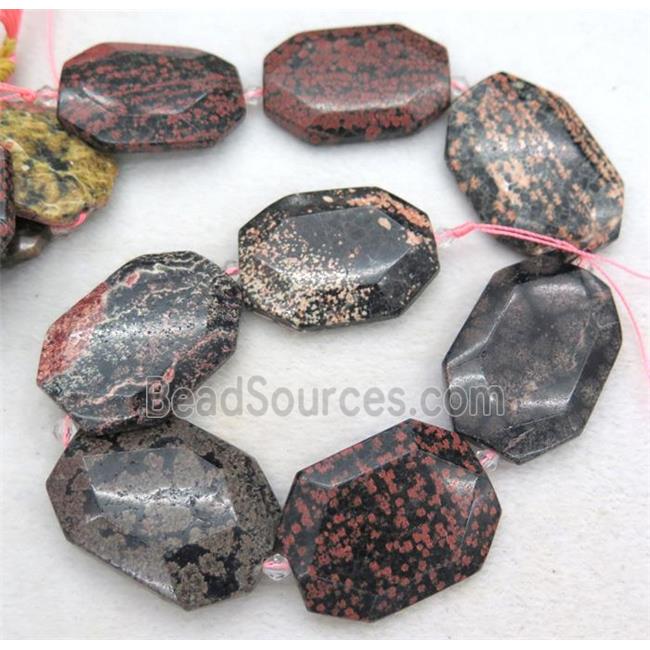 red snowflake jasper slice beads, faceted freeform