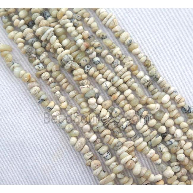 white Peruvian Moss Opal jasper chip beads, freeform