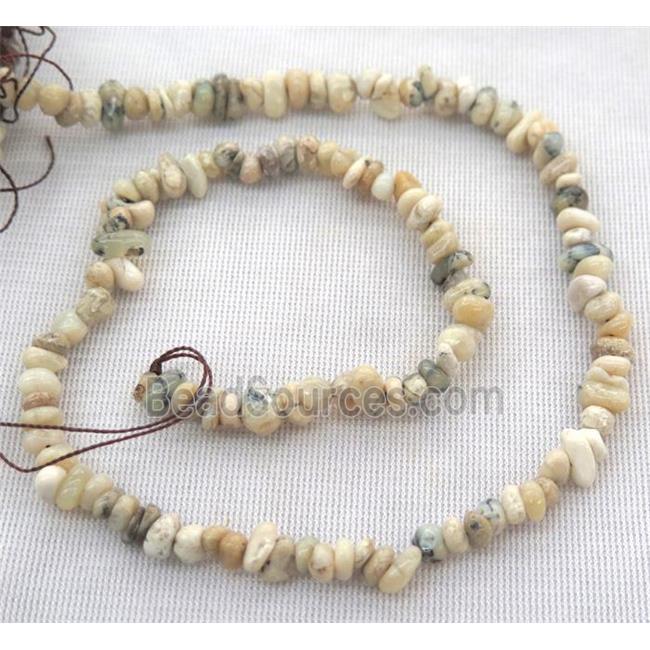 white Peruvian Moss Opal jasper chip beads, freeform