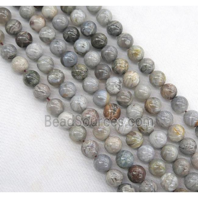 natural gray Bamboo Agate beads, round