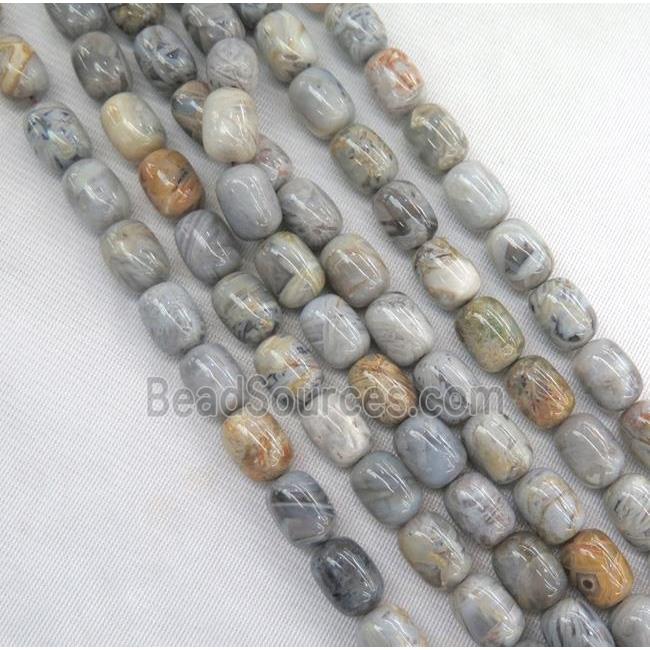 natural gray Bamboo Agate barrel beads