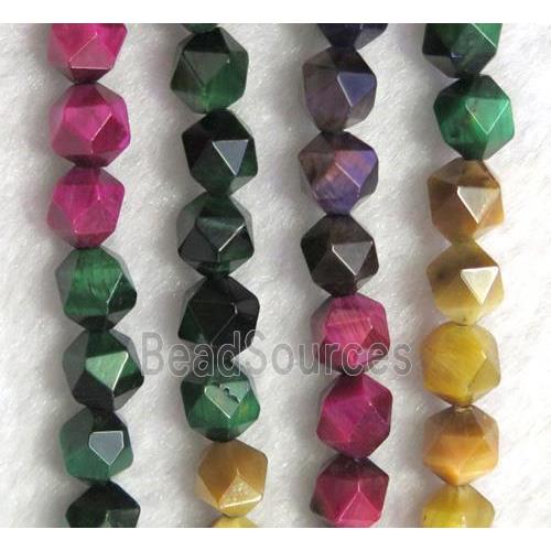 tiger eye stone beads cut round mix color