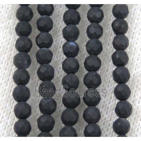 matte black agate beads, faceted round