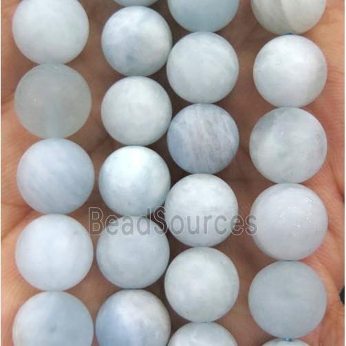 Aquamarine Beads, round, matte, blue