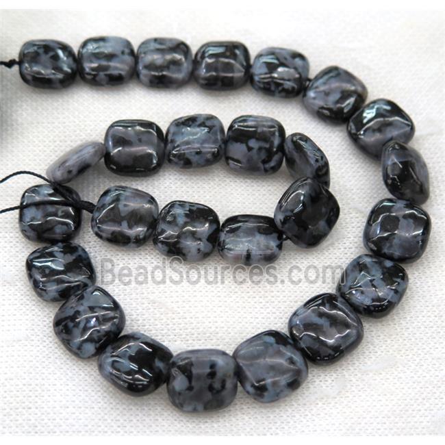 natural black Indigo Gabro beads, square