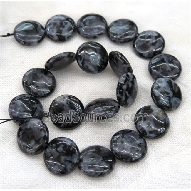 natural black Indigo Gabro beads, flat-round