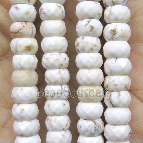 white turquoise beads, faceted rondelle