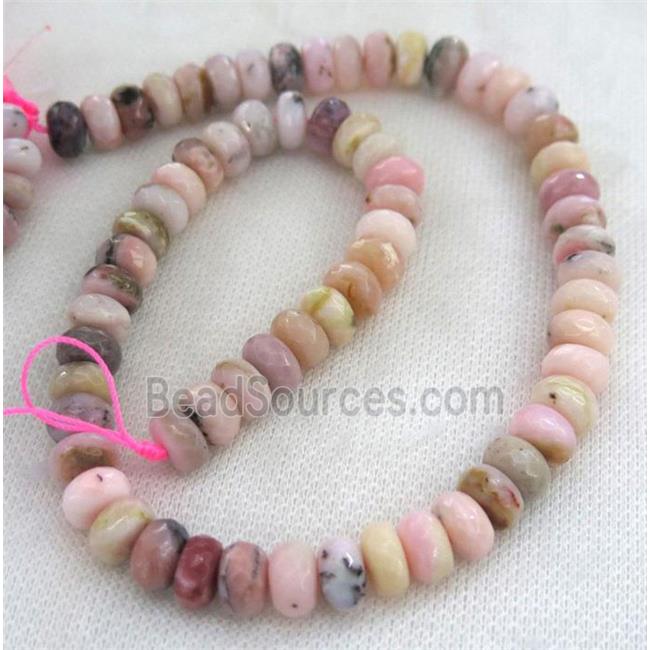 pink Opal Stone beads, faceted rondelle