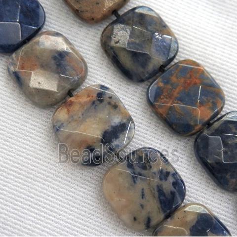 Orange Sodalite beads, faceted square