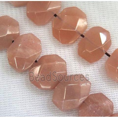 sunstone beads, faceted oval, pink