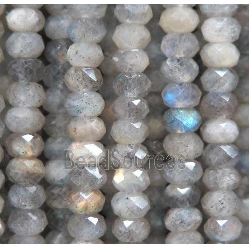 tiny Labradorite beads, faceted rondelle, Grade AA