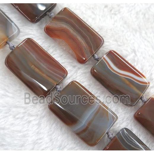 brown botswana agate beads, rectangle, dye