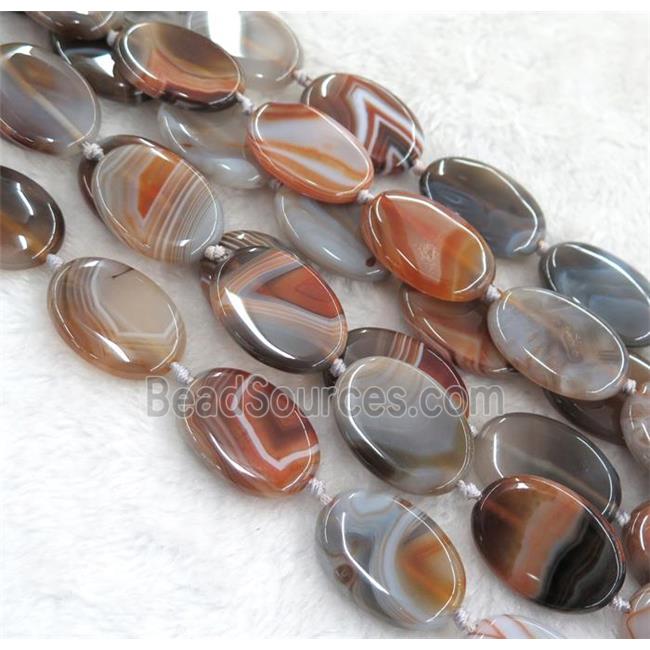 botswana agate oval beads, brown dye