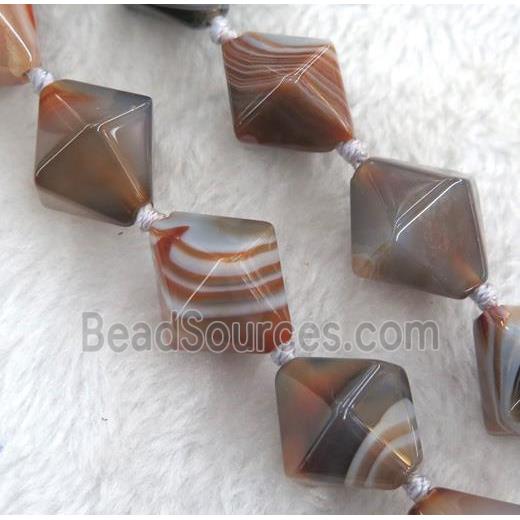 botswana agate beads, bicone, brown dye