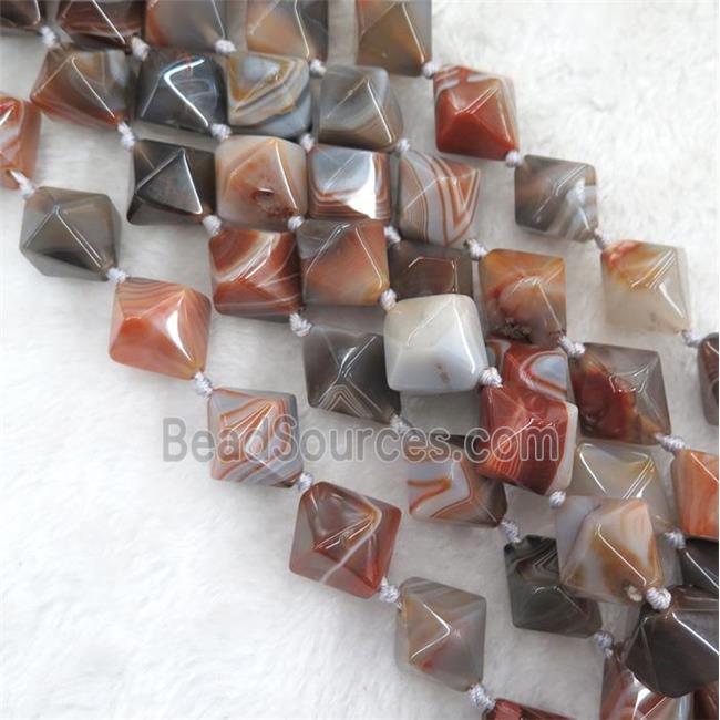 botswana agate beads, bicone, brown dye