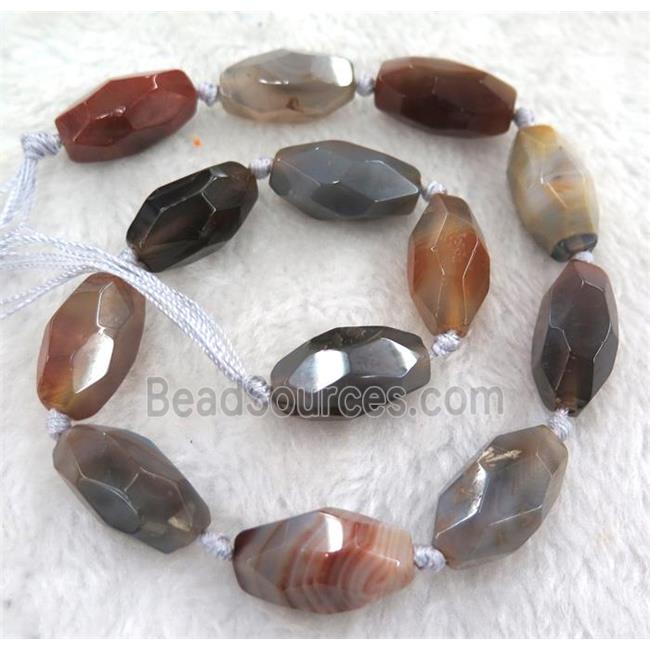 brown botswana agate beads, faceted rice, dye