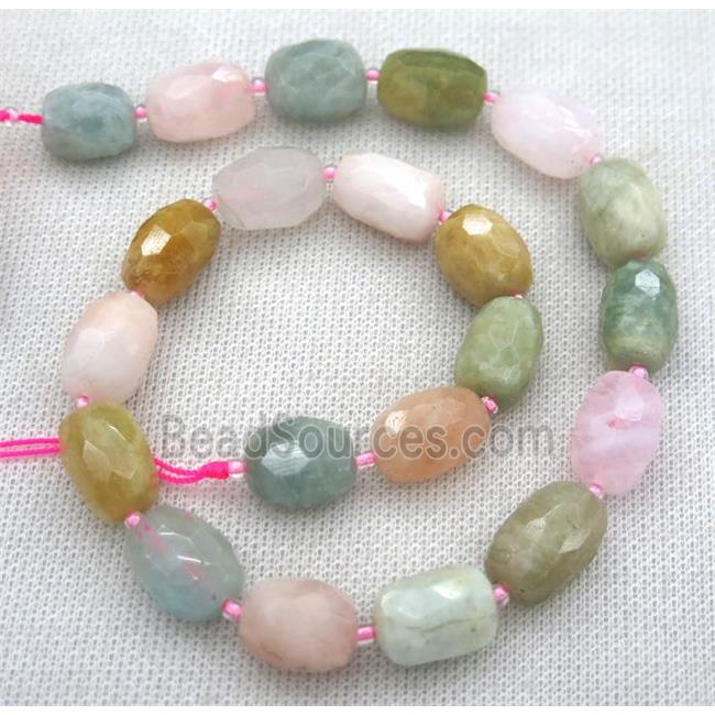 faceted beryl Morganite barrel beads, mix color