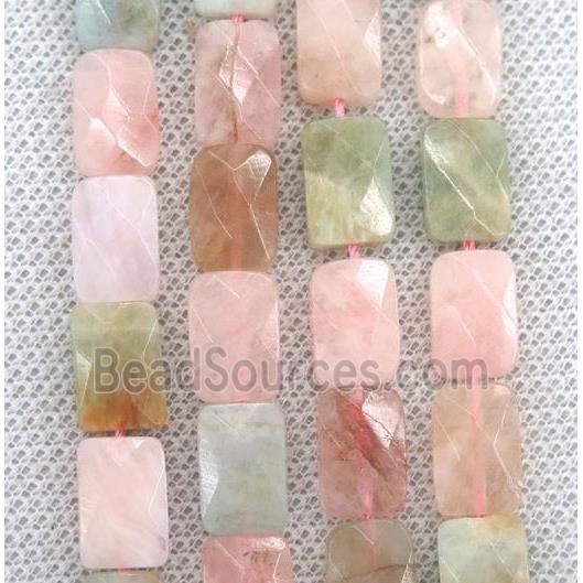 beryl Morganite beads, faceted rectangle