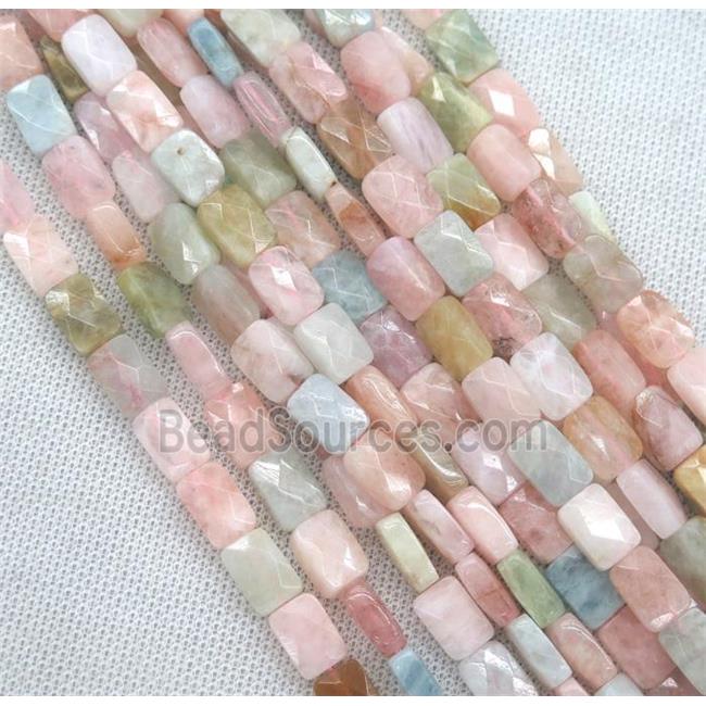 beryl Morganite beads, faceted rectangle