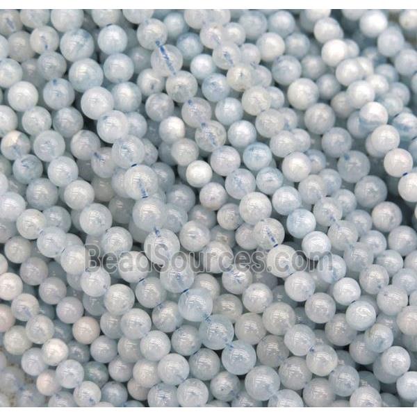 round Aquamarine beads, light blue