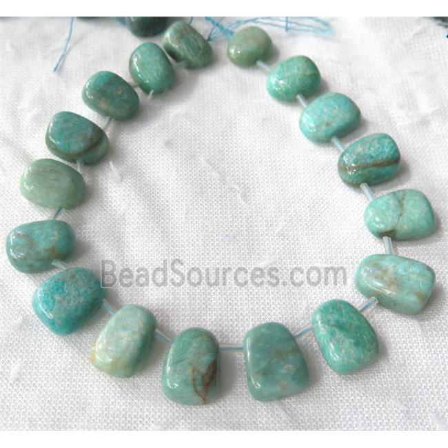 green Amazonite collar beads, teardrop, top-drilled