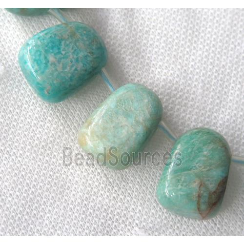 green Amazonite collar beads, teardrop, top-drilled