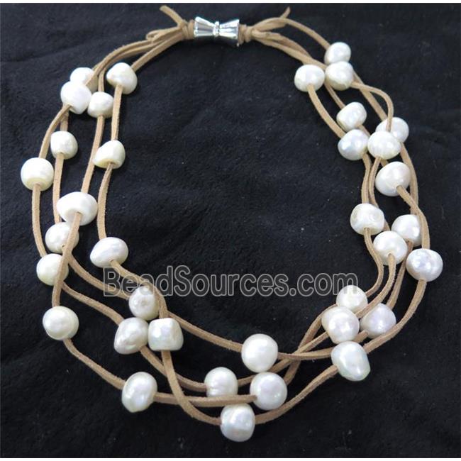 white freshwater pearl necklace with magnetic clasp