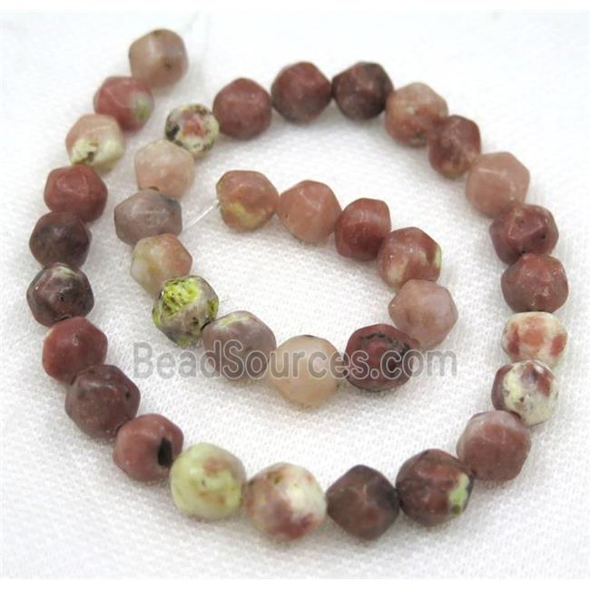 Pink Plum Blossom Jasper Beads Cutted Round