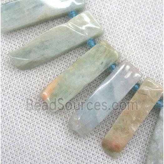 Aquamarine collar beads, stick