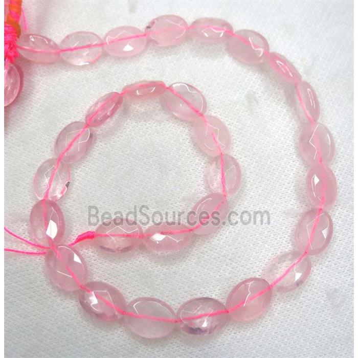 Rose Quartz beads, faceted oval, pink