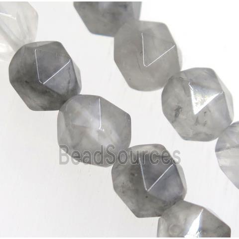 Gray Cloudy Quartz Beads Cutted Round