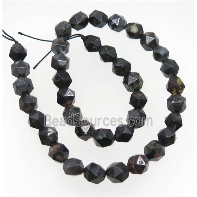 Black Plum Blossom Jasper Beads Cut Round