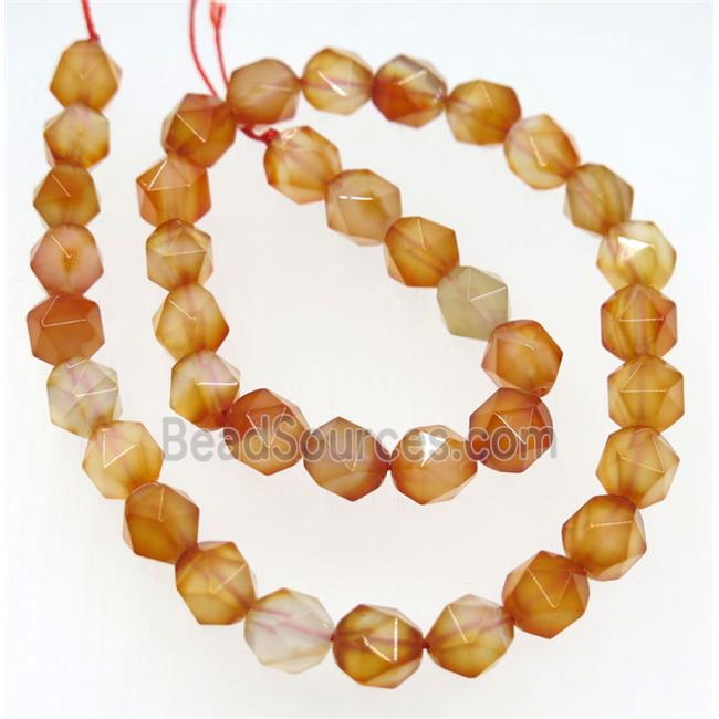 Red Carnelian Agate Beads Cut Round