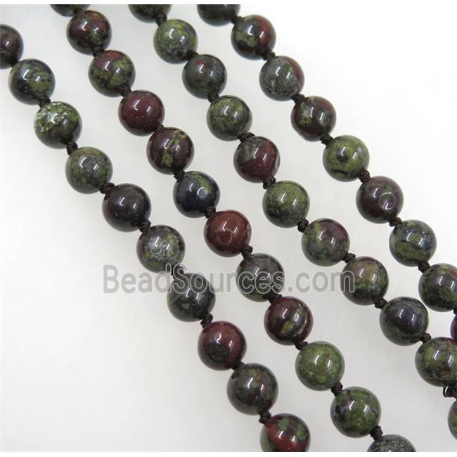 round Dragon Blood Jasper beads knot Necklace Chain