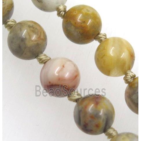 Yellow Crazy Agate beads knot Necklace Chain