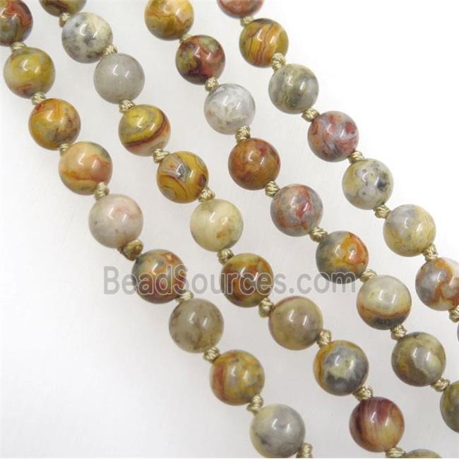 Yellow Crazy Agate beads knot Necklace Chain