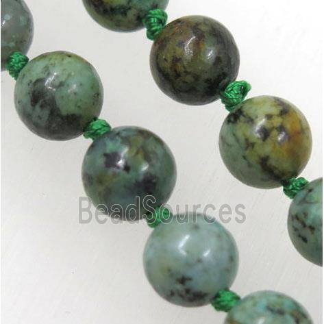 green African Turquoise beads knot Necklace Chain, round