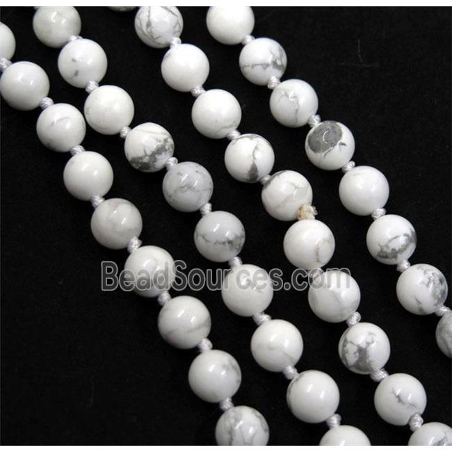 white howlite turquoise beads knot Necklace Chain, round