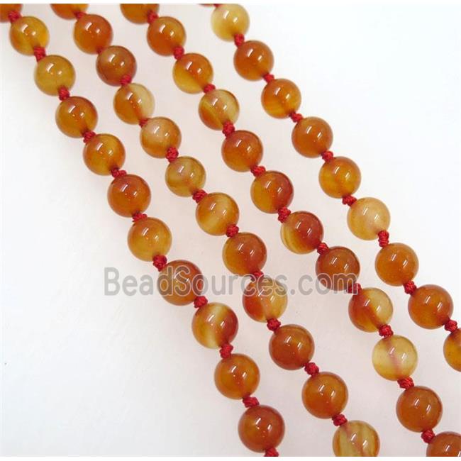 red Carnelian Agate beads knot Necklace Chain