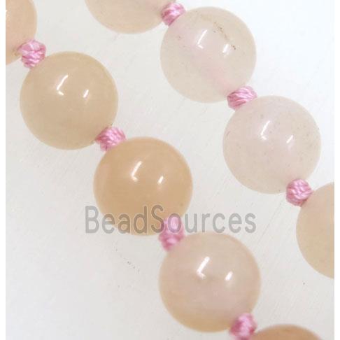 round Pink Aventurine beads knot Necklace Chain