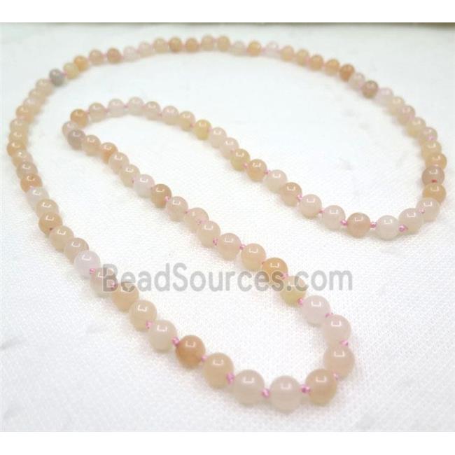 round Pink Aventurine beads knot Necklace Chain