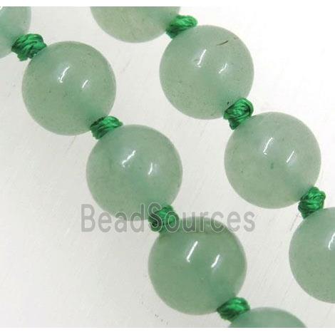 Green Aventurine beads knot Necklace Chain, round